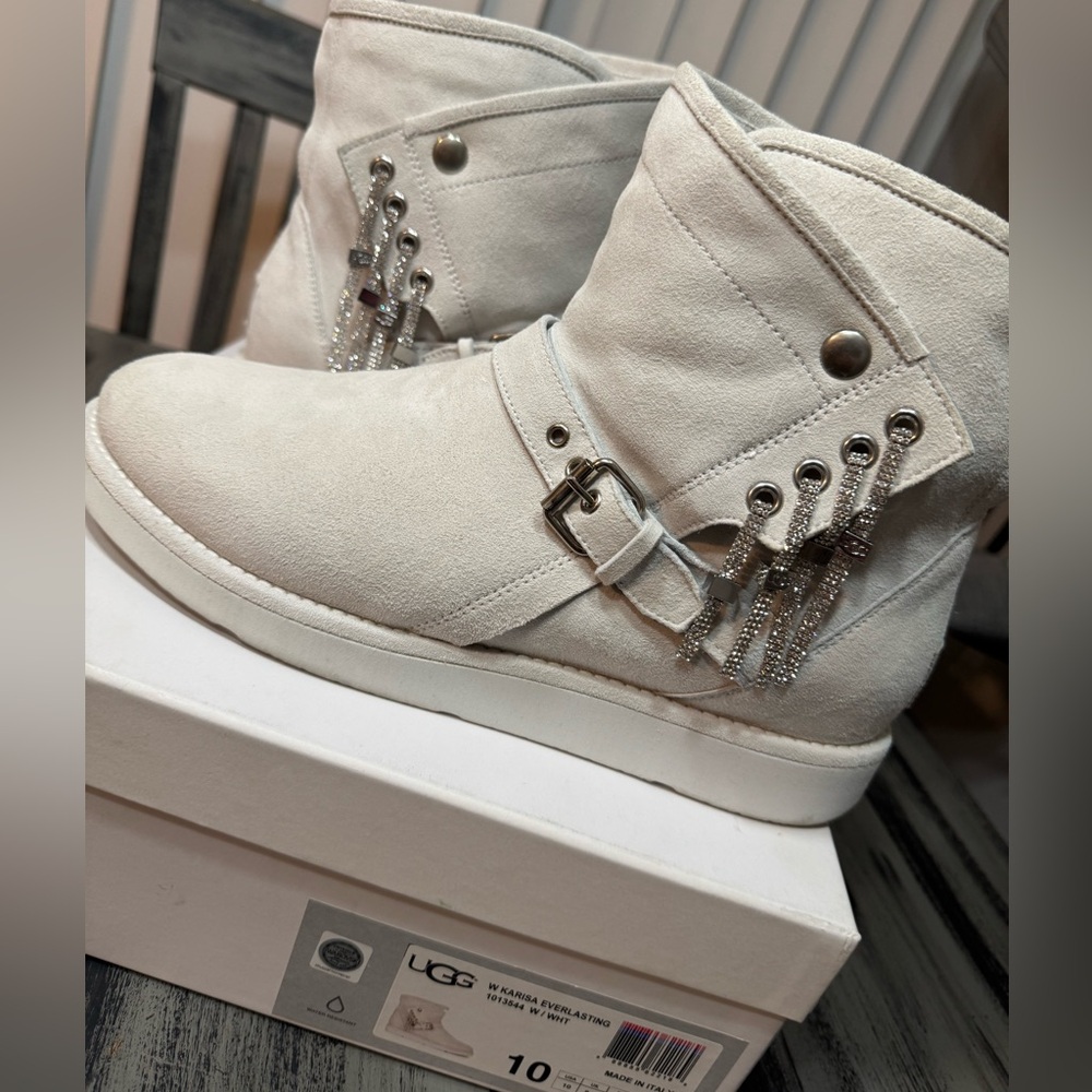 UGG Women's Karisa Everlasting Swarovski Glitter Charm Boots In White Size 10 - Picture 4 of 16